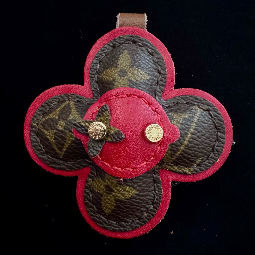 Louis Vuitton Red and Brown Floral VIVI Leather Charm